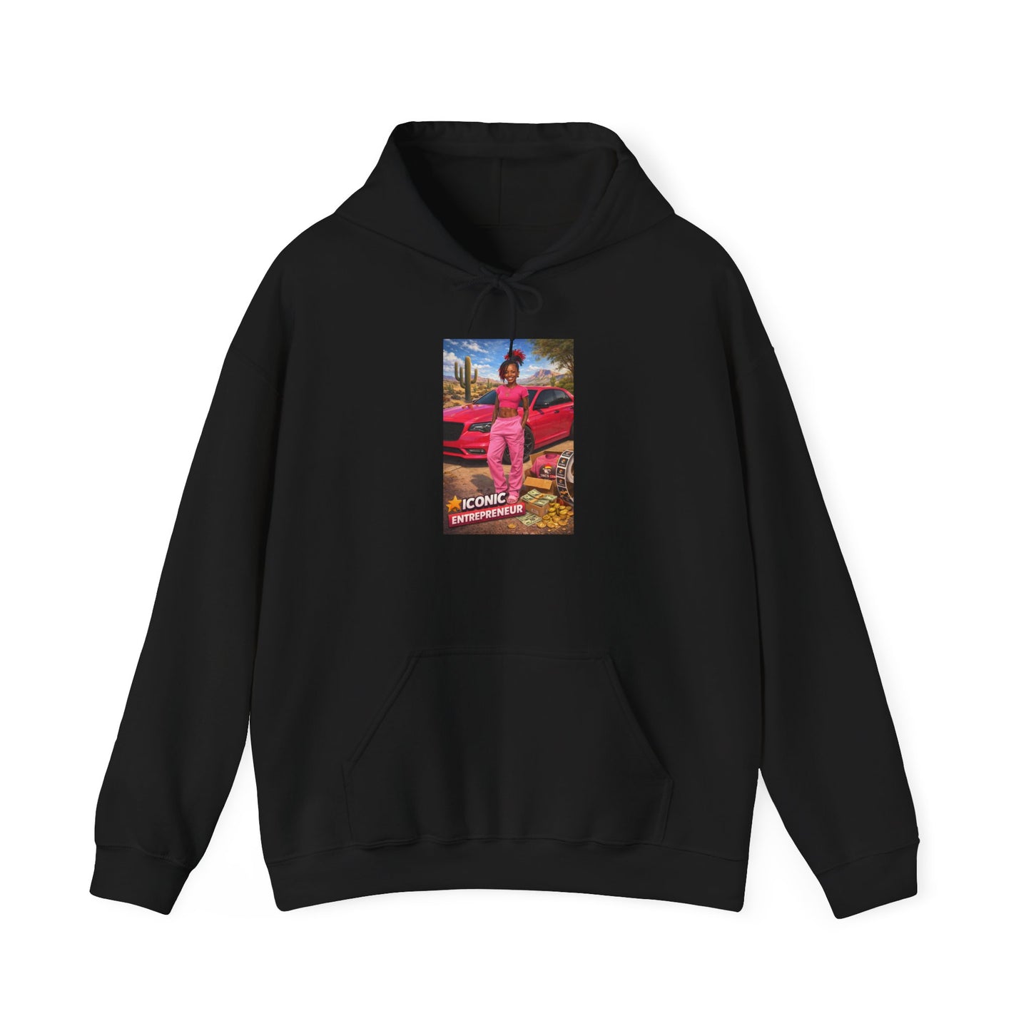 Retro Luxury Hoodie — Pink Sports Car Poster Graphic