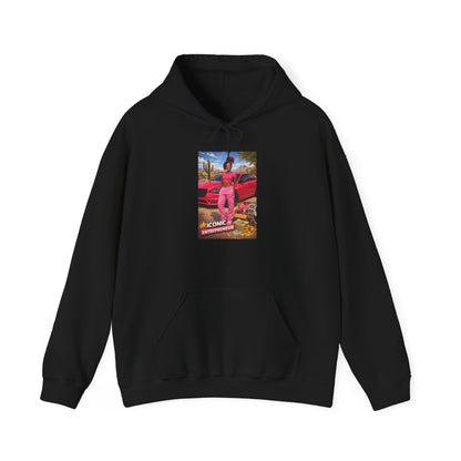 Retro Luxury Hoodie — Pink Sports Car Poster Graphic