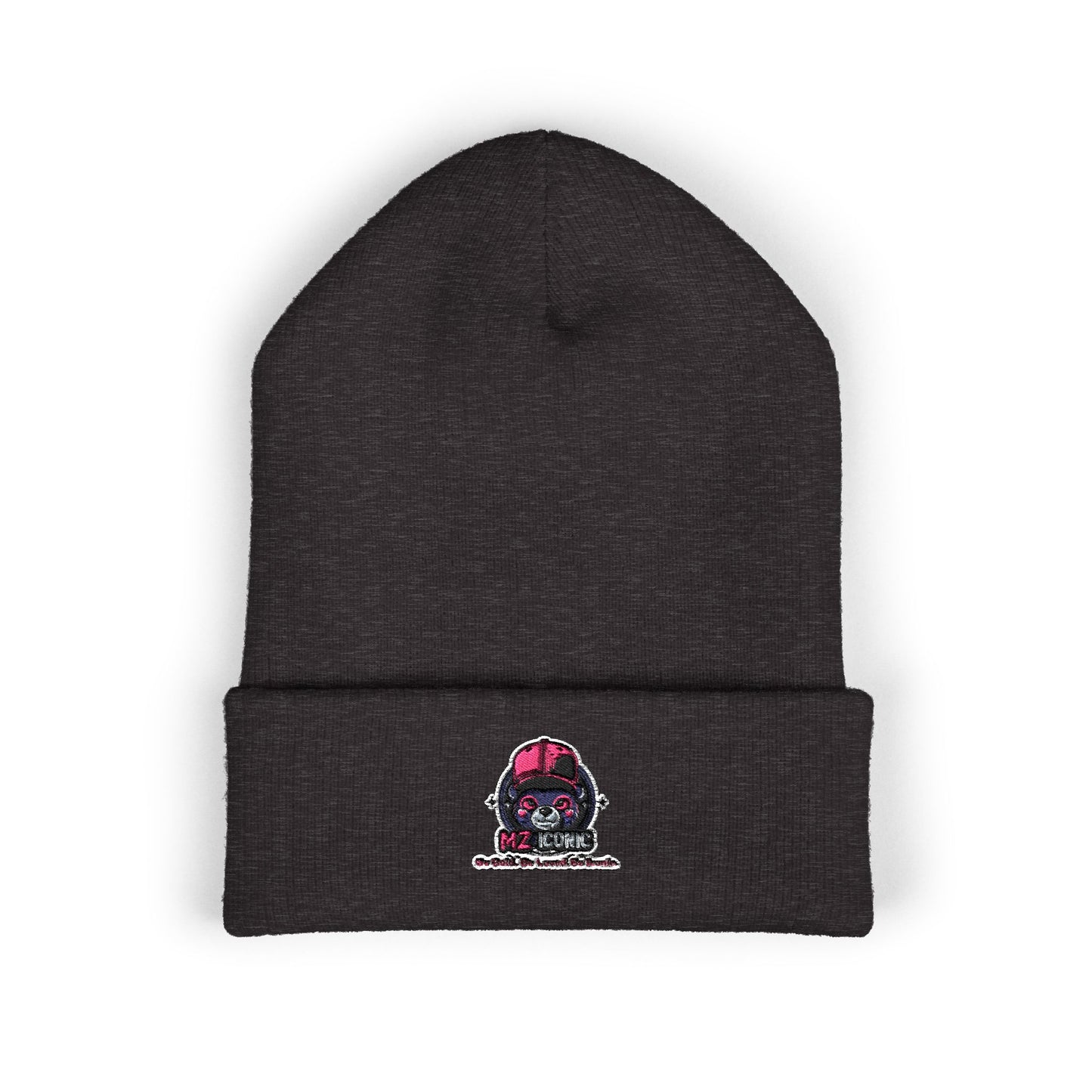 Skull & Roses Embroidered Beanie — Classic Cuffed Winter Hat