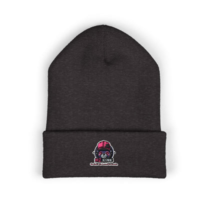 Skull & Roses Embroidered Beanie — Classic Cuffed Winter Hat