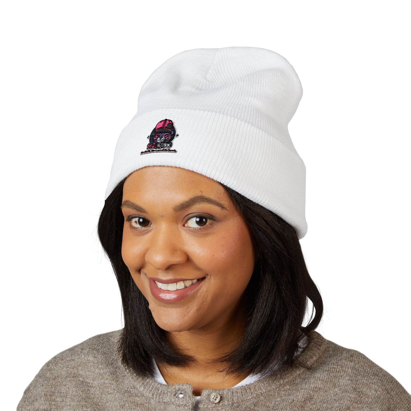 Skull & Roses Embroidered Beanie — Classic Cuffed Winter Hat
