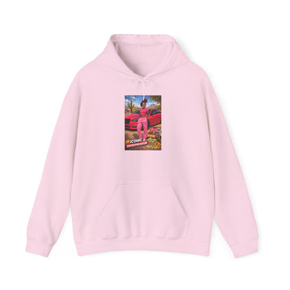 Retro Luxury Hoodie — Pink Sports Car Poster Graphic