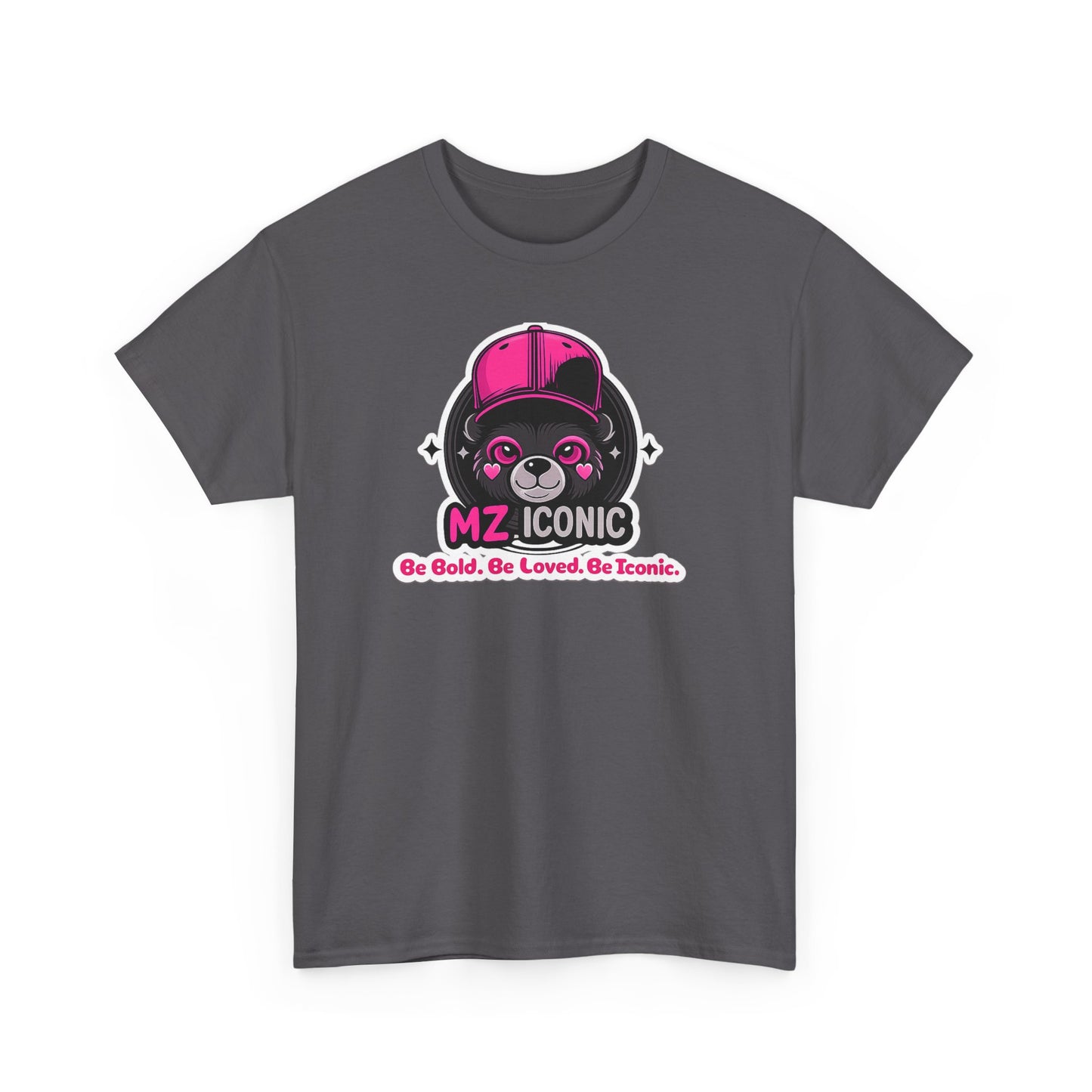 Graphic Tee — "MZ ICONIC" Cute Bear Logo Shirt (Be Bold. Be Loved. Be Iconic.)