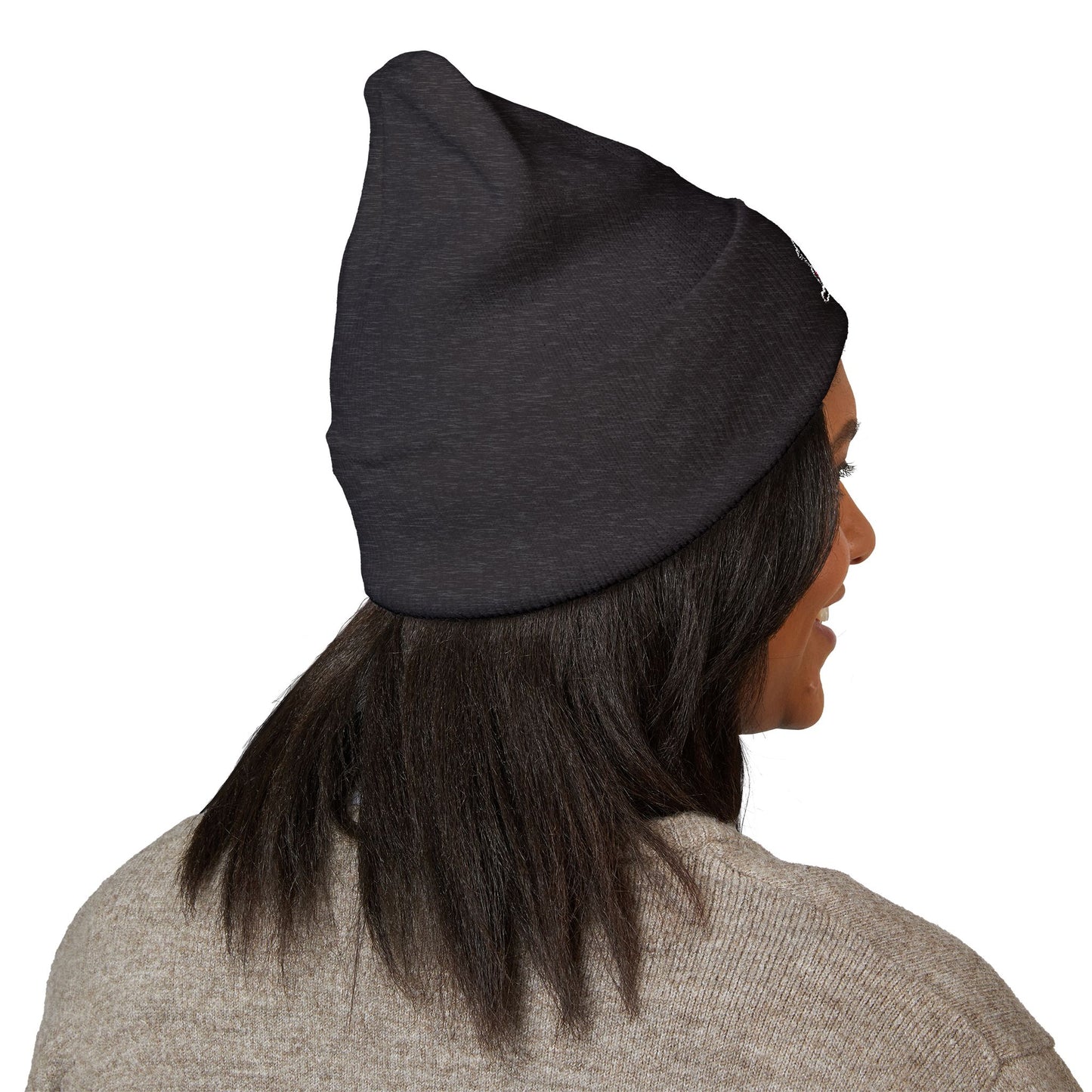 Skull & Roses Embroidered Beanie — Classic Cuffed Winter Hat
