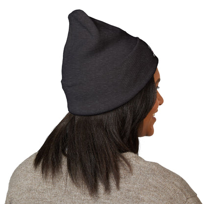 Skull & Roses Embroidered Beanie — Classic Cuffed Winter Hat