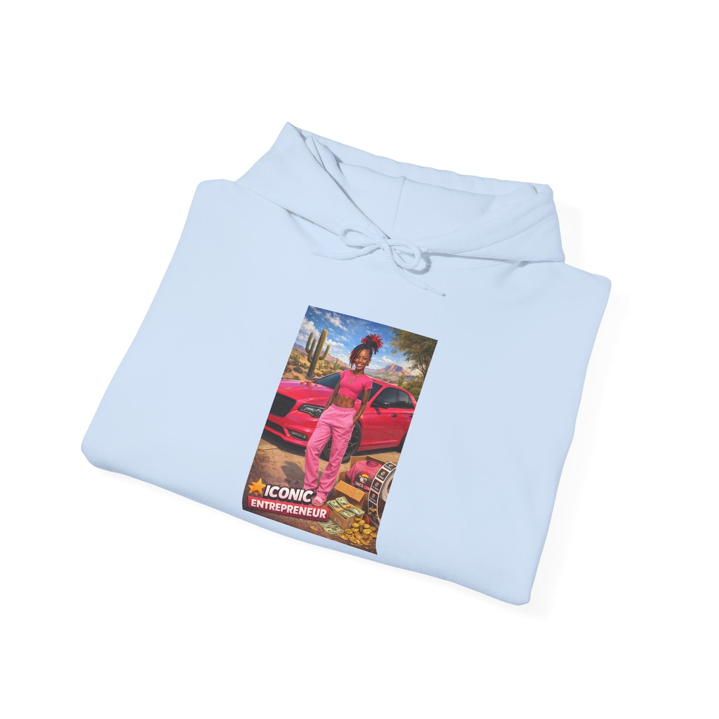 Retro Luxury Hoodie — Pink Sports Car Poster Graphic