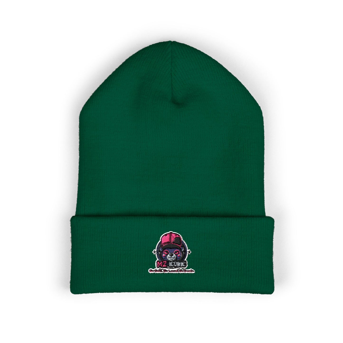 Skull & Roses Embroidered Beanie — Classic Cuffed Winter Hat