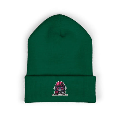 Skull & Roses Embroidered Beanie — Classic Cuffed Winter Hat