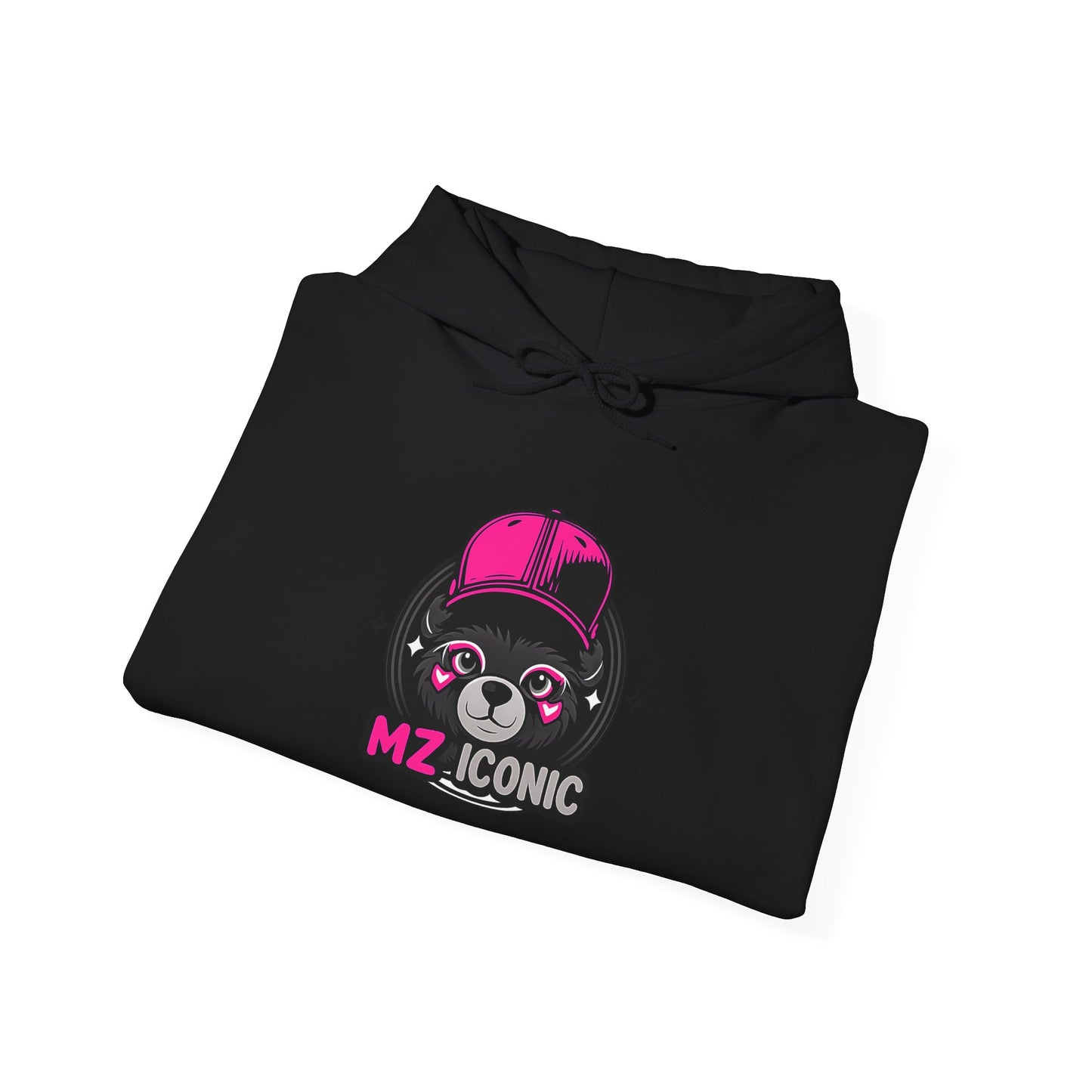 Cute Bear 'MZ Iconic' Hoodie — Back 'Is U Cool?!!' Graphic Pullover