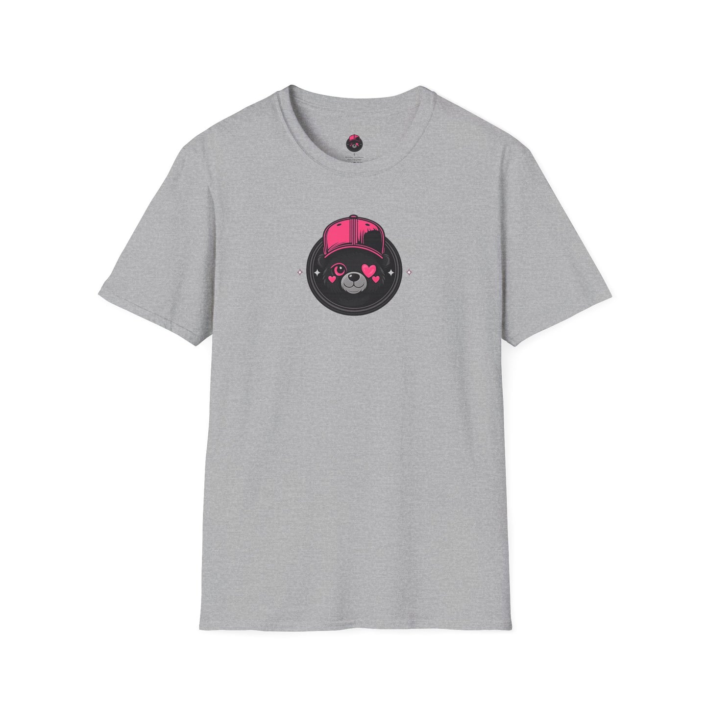 Cute Bear Face T-Shirt — Pink Cap Graphic Tee