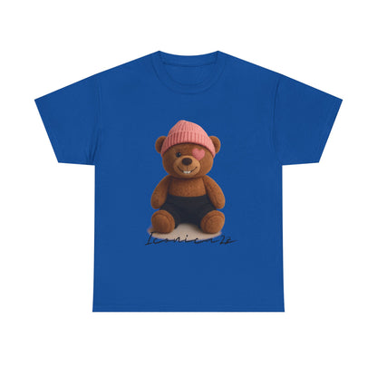 Trendy Graphic Tee: Cute Bear & Bold Text Design