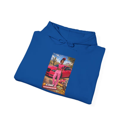 Retro Luxury Hoodie — Pink Sports Car Poster Graphic