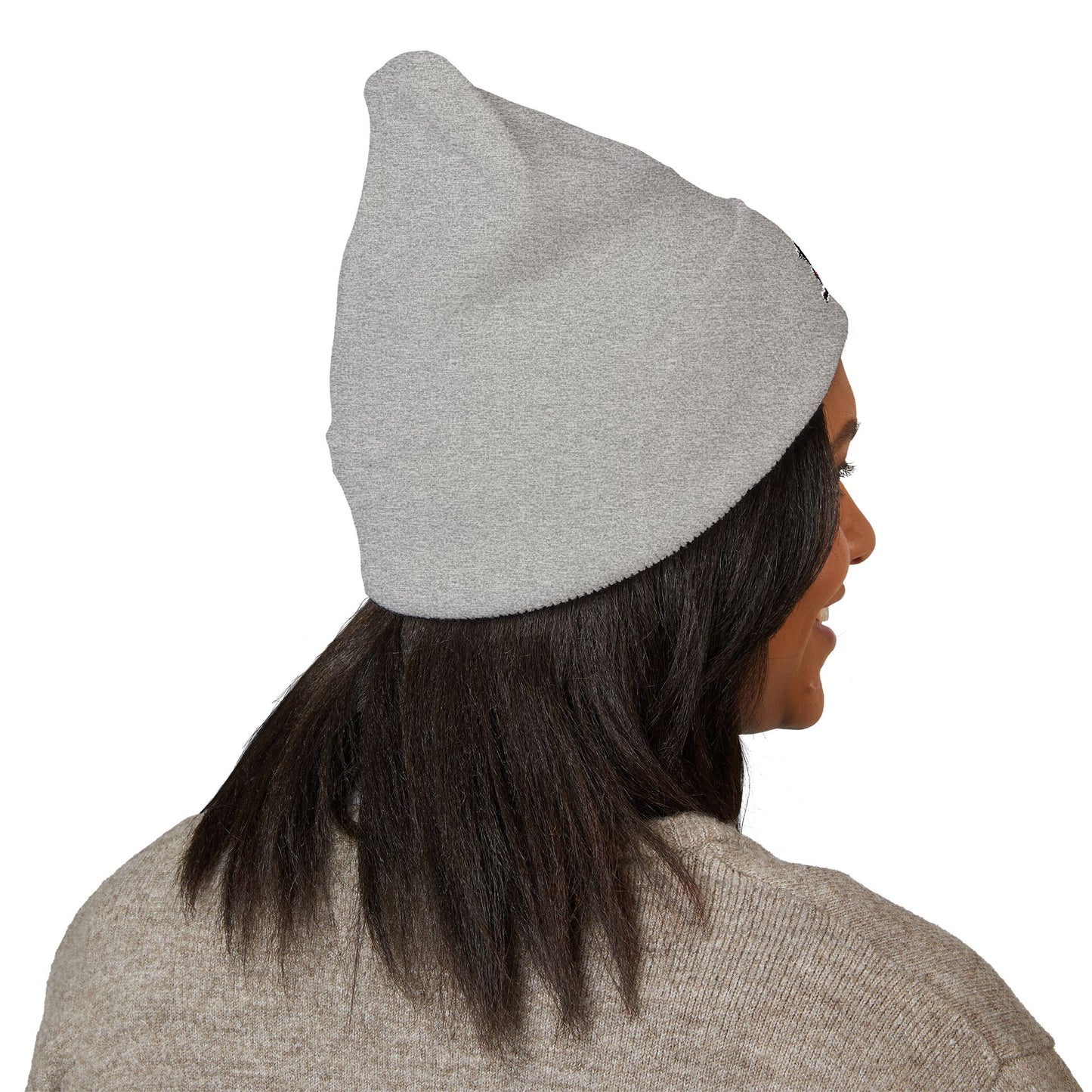 Skull & Roses Embroidered Beanie — Classic Cuffed Winter Hat