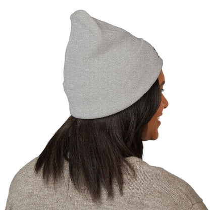 Skull & Roses Embroidered Beanie — Classic Cuffed Winter Hat