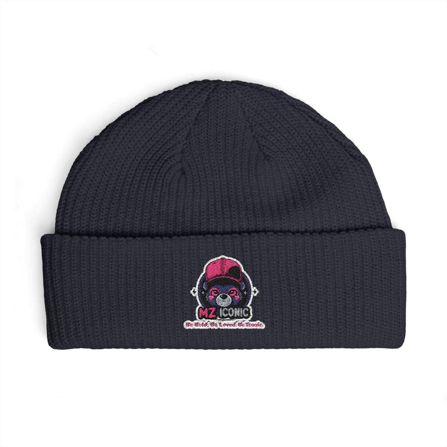 Skull DJ Cuff Beanie — Embroidered Music Skull Knit Hat