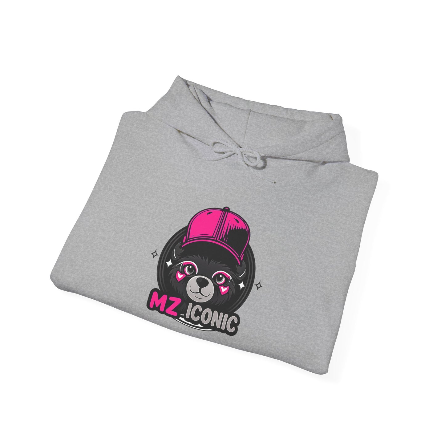 Cute Bear 'MZ Iconic' Hoodie — Back 'Is U Cool?!!' Graphic Pullover