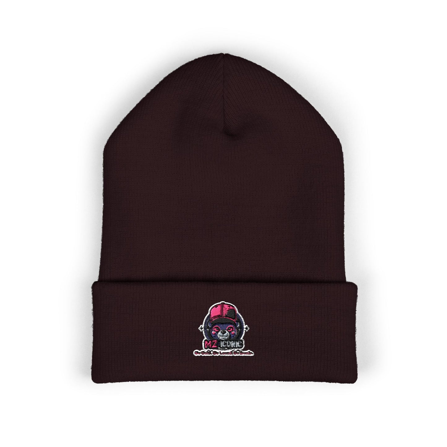 Skull & Roses Embroidered Beanie — Classic Cuffed Winter Hat