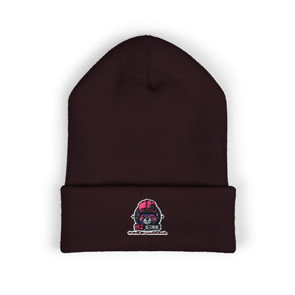 Skull & Roses Embroidered Beanie — Classic Cuffed Winter Hat