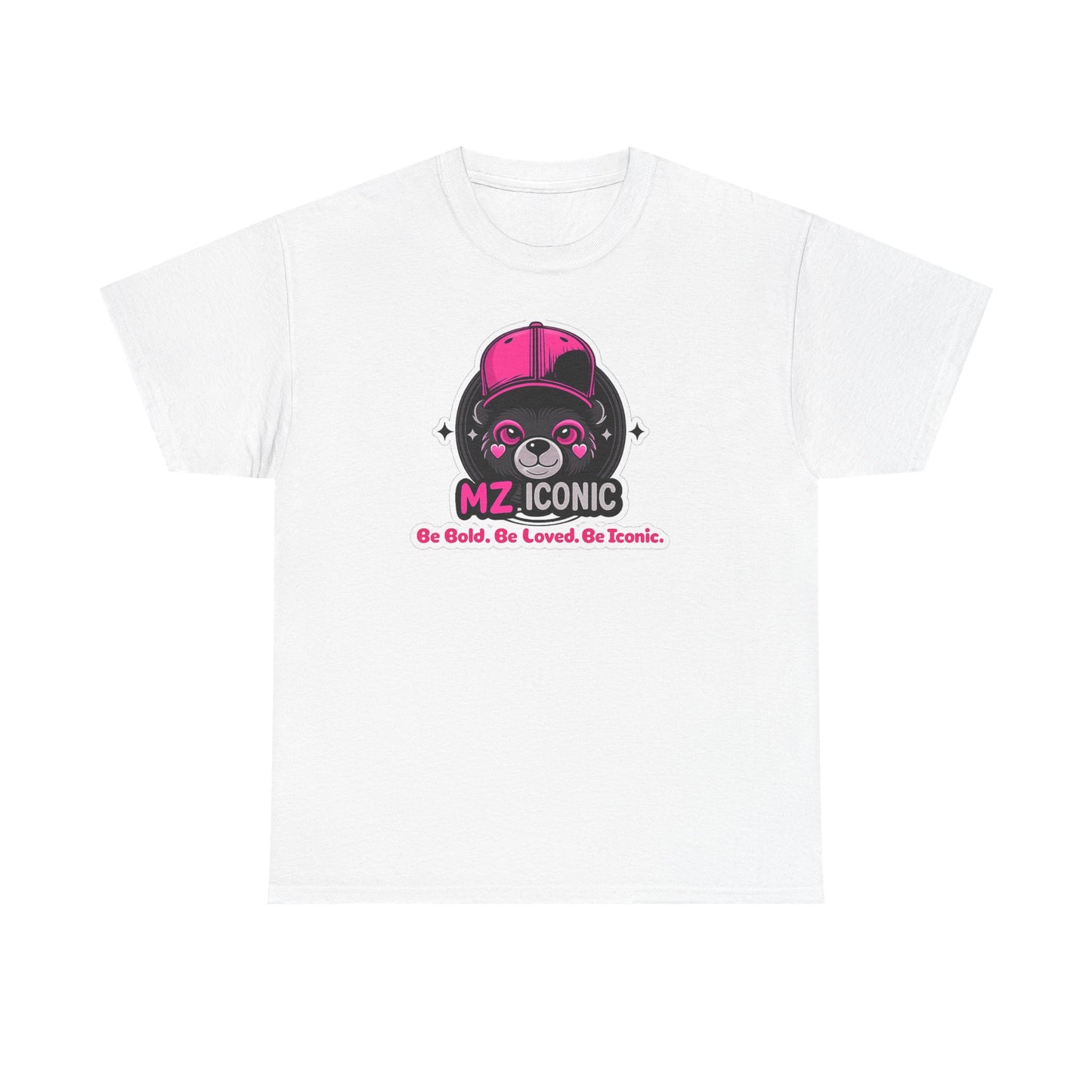 Graphic Tee — "MZ ICONIC" Cute Bear Logo Shirt (Be Bold. Be Loved. Be Iconic.)