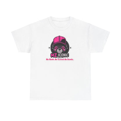 Graphic Tee — "MZ ICONIC" Cute Bear Logo Shirt (Be Bold. Be Loved. Be Iconic.)