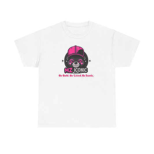 Graphic Tee — "MZ ICONIC" Cute Bear Logo Shirt (Be Bold. Be Loved. Be Iconic.)