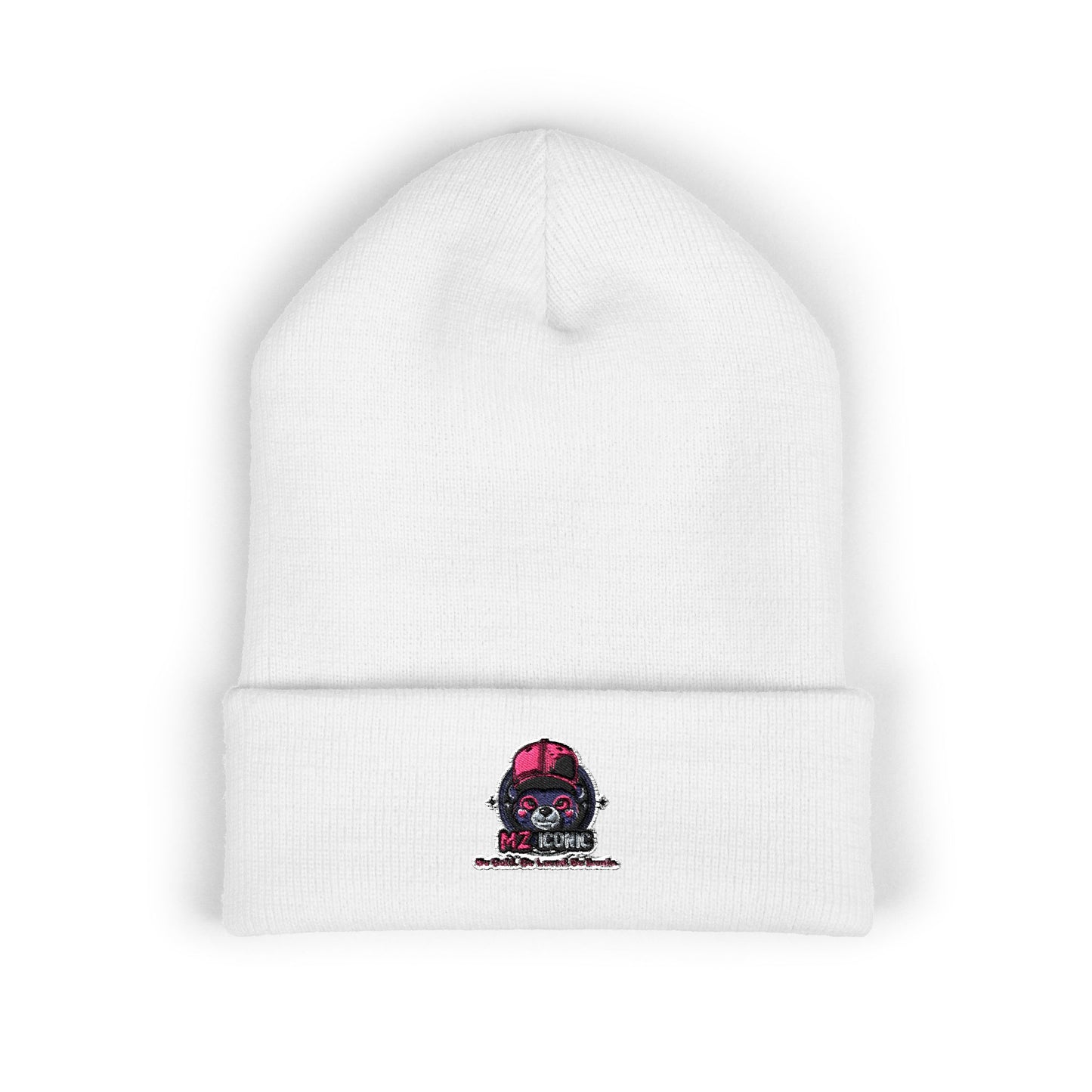 Skull & Roses Embroidered Beanie — Classic Cuffed Winter Hat