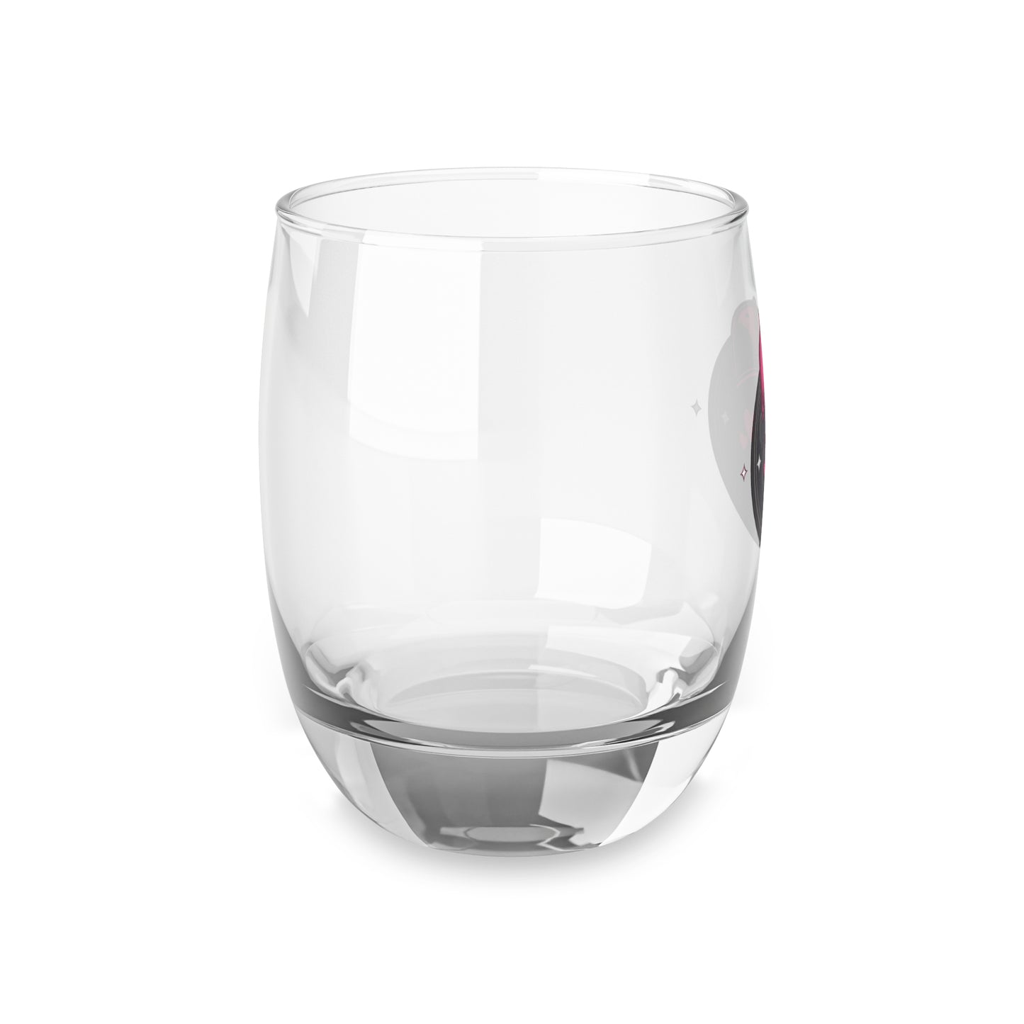 Cute Bear Face Whiskey Glass — Pink Cap & Heart Eye Stemless Rocks Glass