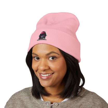 Skull & Roses Embroidered Beanie — Classic Cuffed Winter Hat