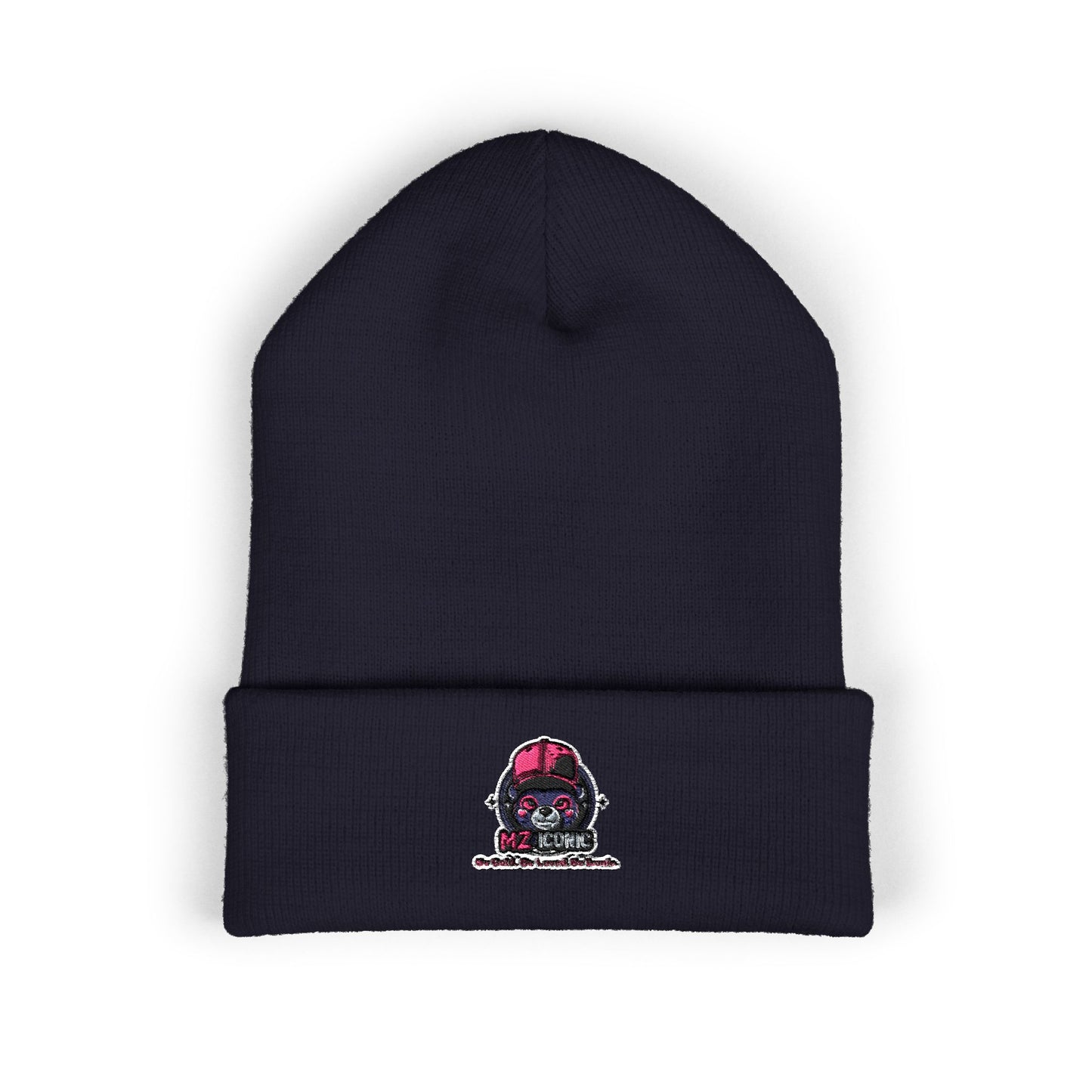 Skull & Roses Embroidered Beanie — Classic Cuffed Winter Hat