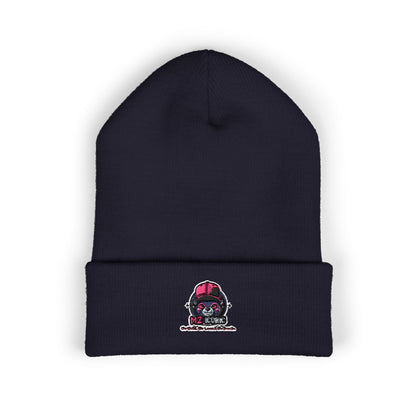 Skull & Roses Embroidered Beanie — Classic Cuffed Winter Hat