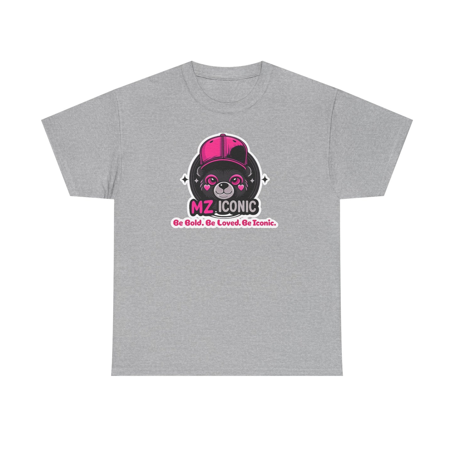 Graphic Tee — "MZ ICONIC" Cute Bear Logo Shirt (Be Bold. Be Loved. Be Iconic.)