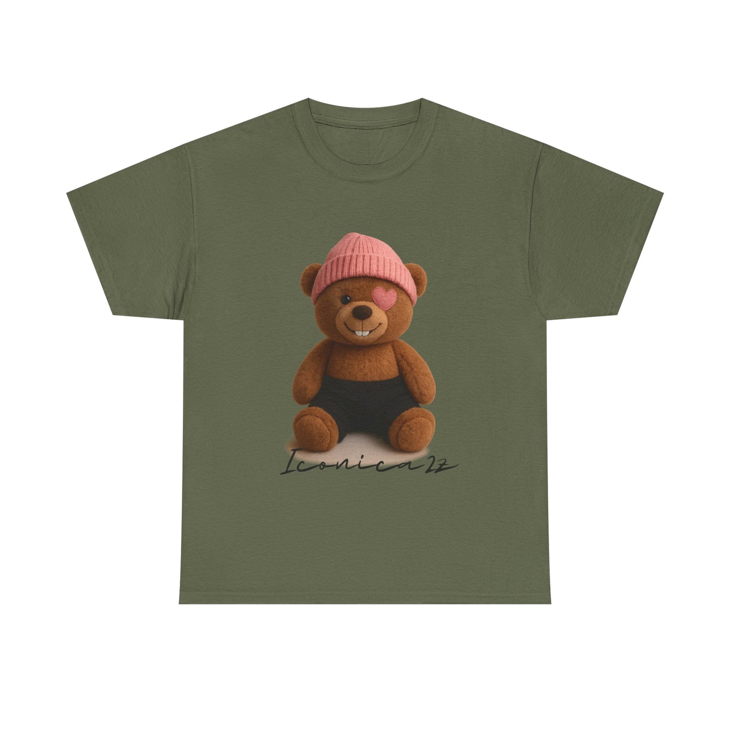 Trendy Graphic Tee: Cute Bear & Bold Text Design