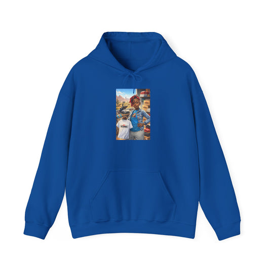 Cozy Street Art Hoodie – Vibrant Urban Portrait Graphic