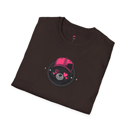 Cute Bear Face T-Shirt — Pink Cap Graphic Tee