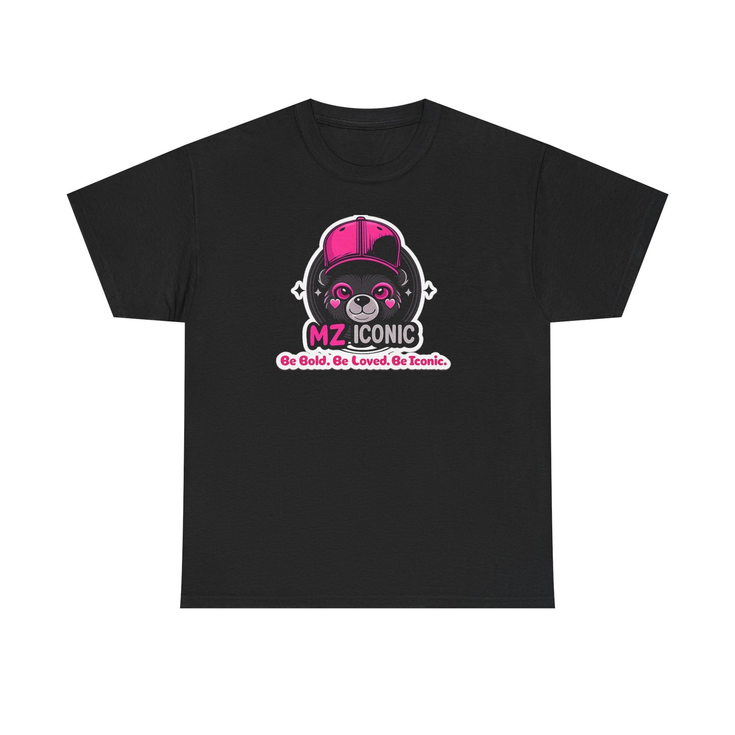 Graphic Tee — "MZ ICONIC" Cute Bear Logo Shirt (Be Bold. Be Loved. Be Iconic.)