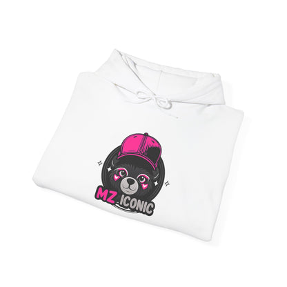 Iconic Bear Hoodie – "MZ_ICONIC" Cute Pink Helmet Graphic