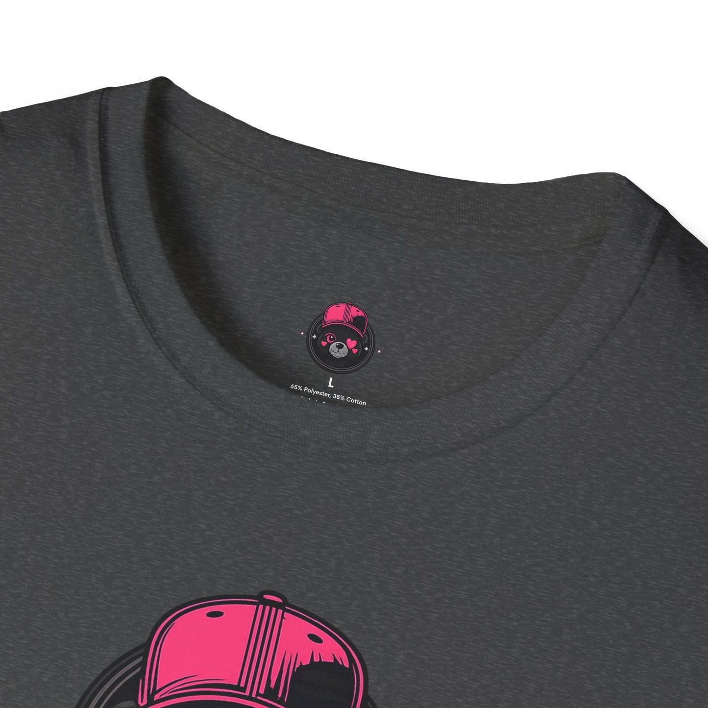 Cute Bear Face T-Shirt — Pink Cap Graphic Tee
