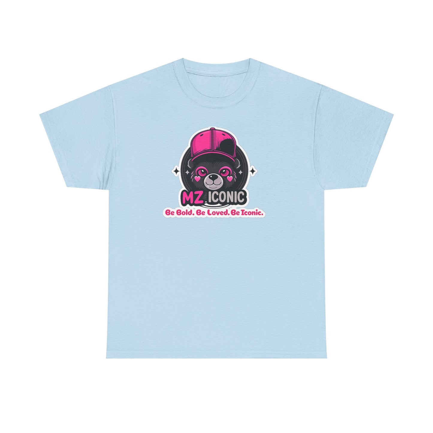 Graphic Tee — "MZ ICONIC" Cute Bear Logo Shirt (Be Bold. Be Loved. Be Iconic.)