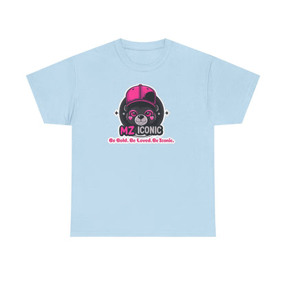 Graphic Tee — "MZ ICONIC" Cute Bear Logo Shirt (Be Bold. Be Loved. Be Iconic.)