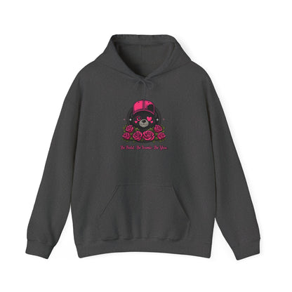 Hoodie — Cute Bear with Helmet & Roses “Ride Bold, Be Kind” Graphic