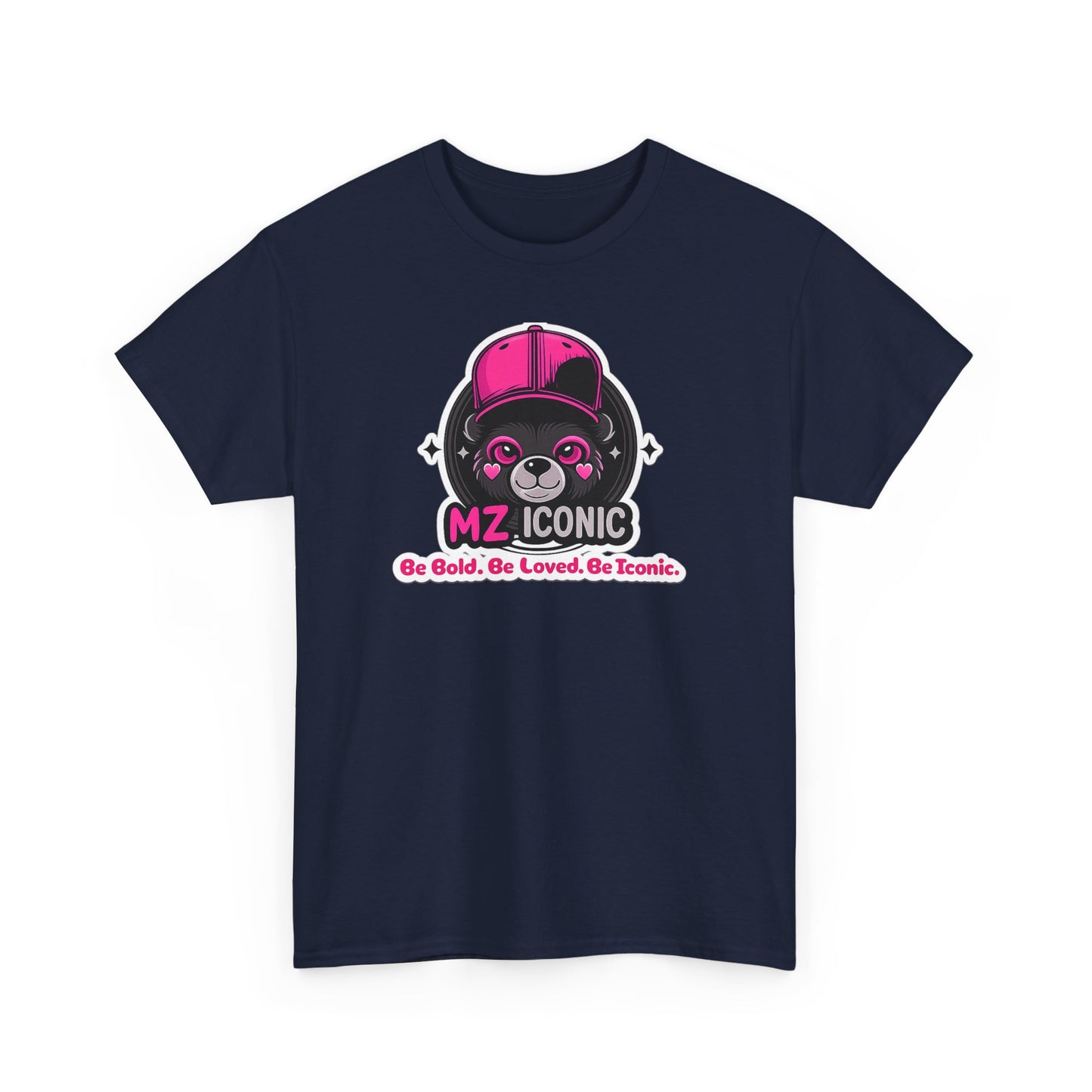 Graphic Tee — "MZ ICONIC" Cute Bear Logo Shirt (Be Bold. Be Loved. Be Iconic.)
