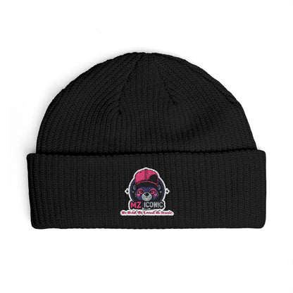 Skull DJ Cuff Beanie — Embroidered Music Skull Knit Hat
