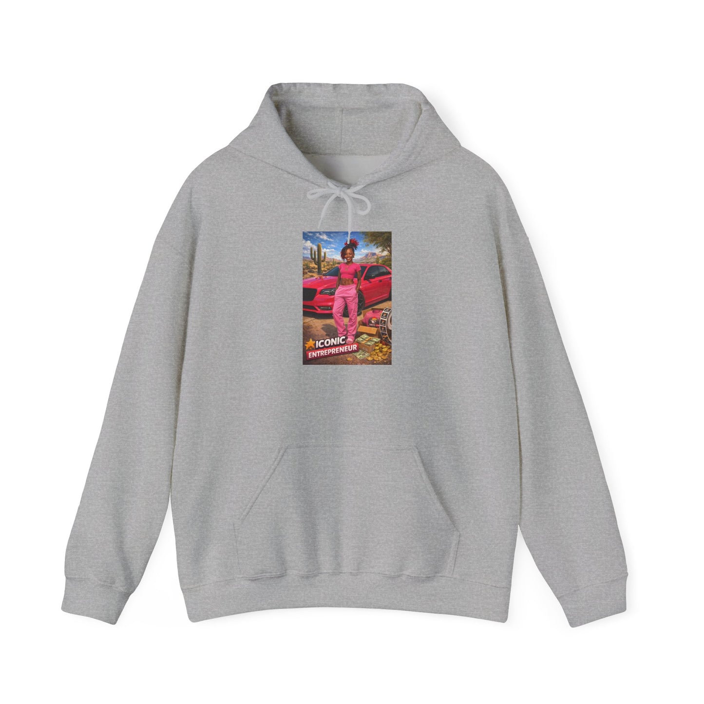 Retro Luxury Hoodie — Pink Sports Car Poster Graphic
