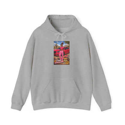 Retro Luxury Hoodie — Pink Sports Car Poster Graphic