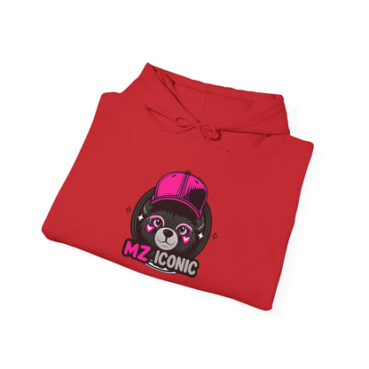 Iconic Bear Hoodie – "MZ_ICONIC" Cute Pink Helmet Graphic