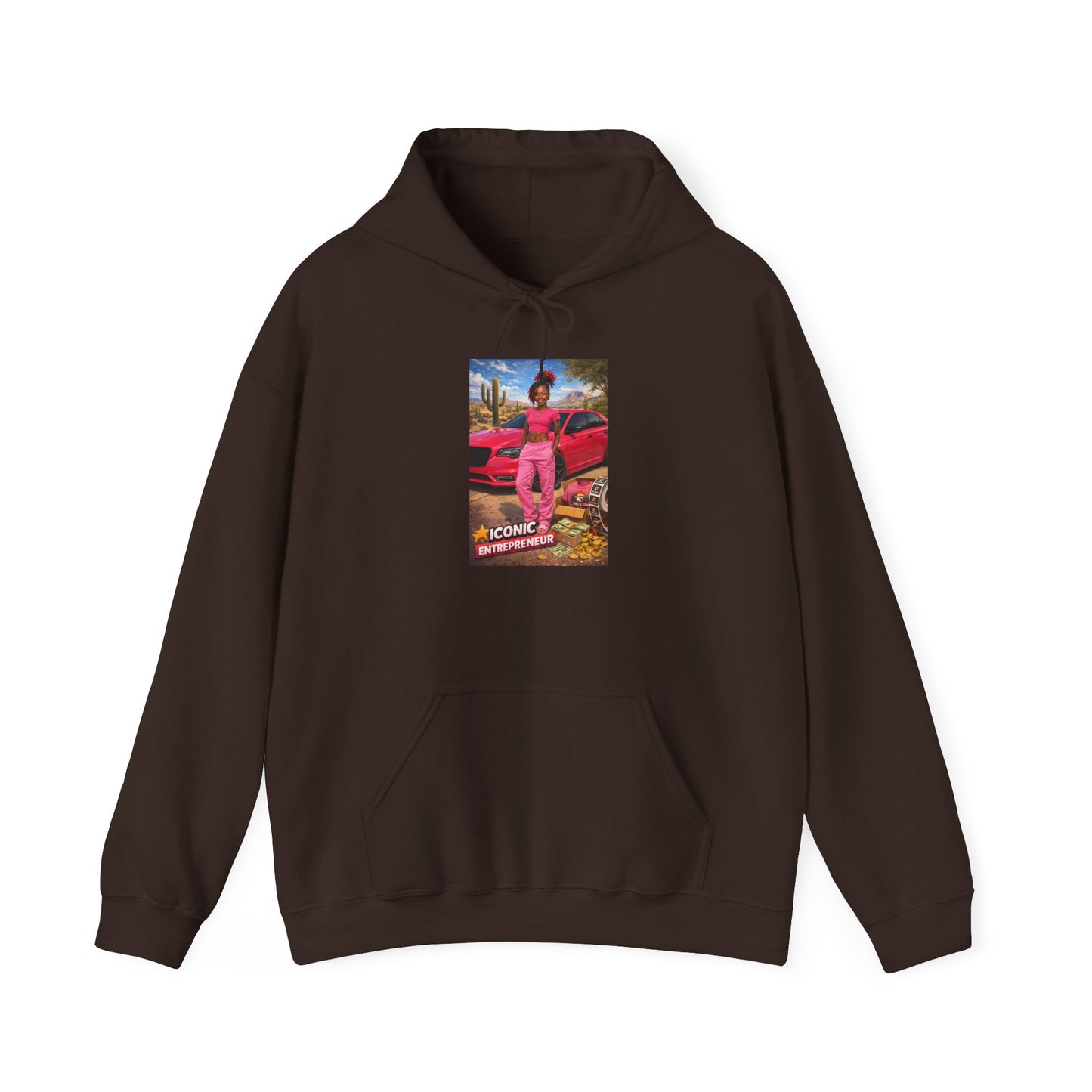 Retro Luxury Hoodie — Pink Sports Car Poster Graphic