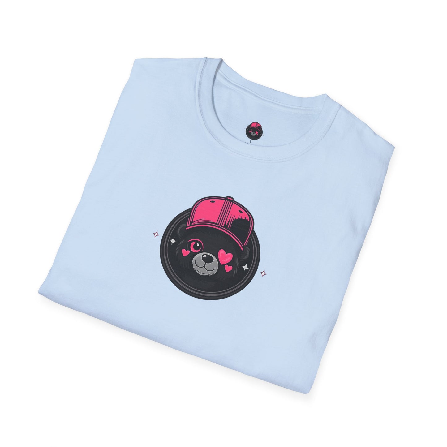 Cute Bear Face T-Shirt — Pink Cap Graphic Tee