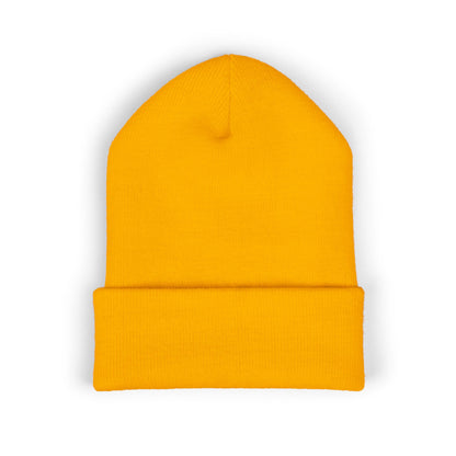 Skull & Roses Embroidered Beanie — Classic Cuffed Winter Hat
