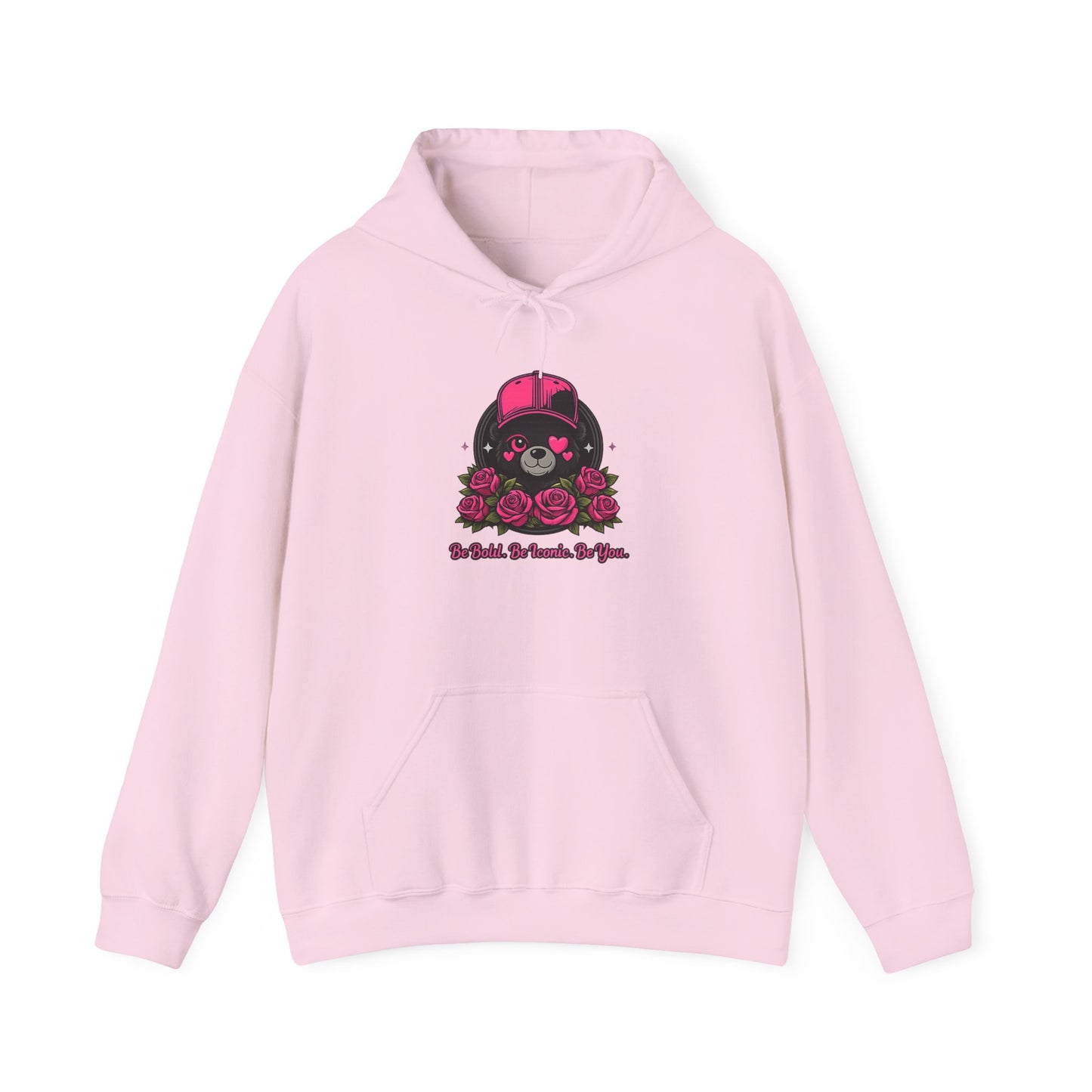 Hoodie — Cute Bear with Helmet & Roses “Ride Bold, Be Kind” Graphic